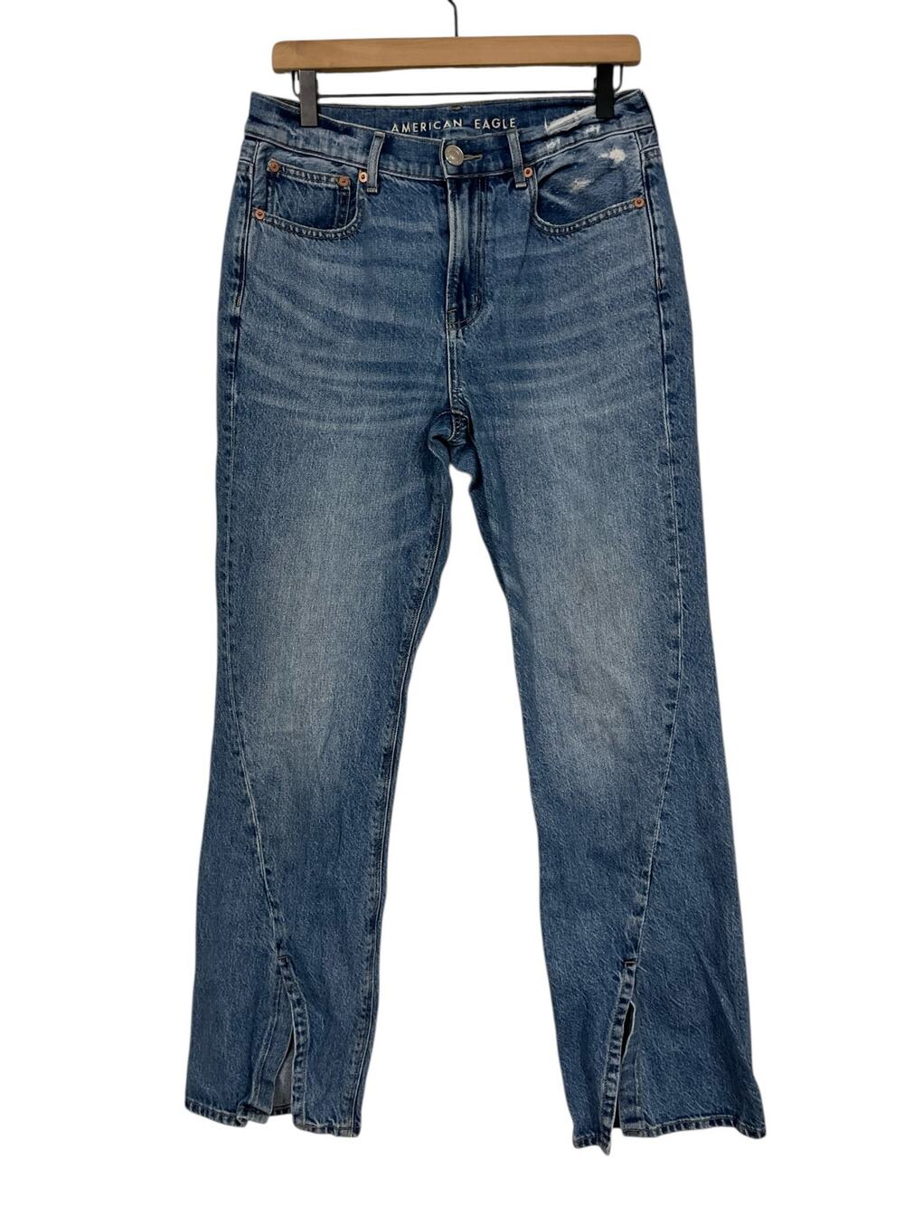American Eagle Womens 90s Bootcut Split Hem Jeans Distressed Size 8 Regular